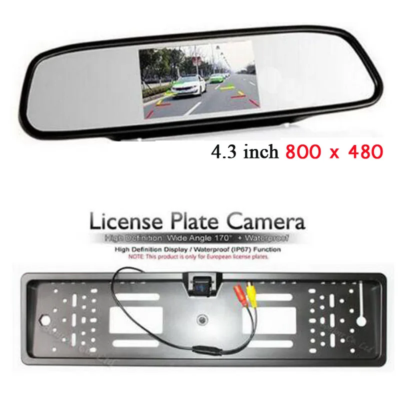

Auto Europe / RU License Plate Frame Camera Rearview With Parking vehicle 4.3 Colorful LCD Car Rear View Mirror Monitor