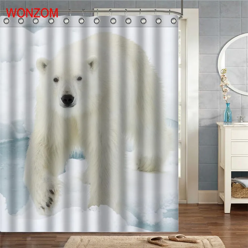 WONZOM Polar Bear душ Шторы s для Ванная комната Декор Современный животных Ванна Водонепроницаемый Шторы с 12 крючков Аксессуары для ванной комнаты