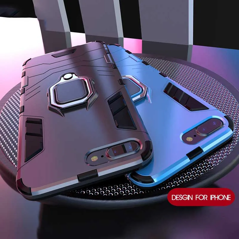 

iSecret Luxury Armor Ring Case For iPhone 6 6S 7 8 Plus Case For iPhone 5 5S Se X XS Xs Max XR Shockproof Full Back Cases Cover