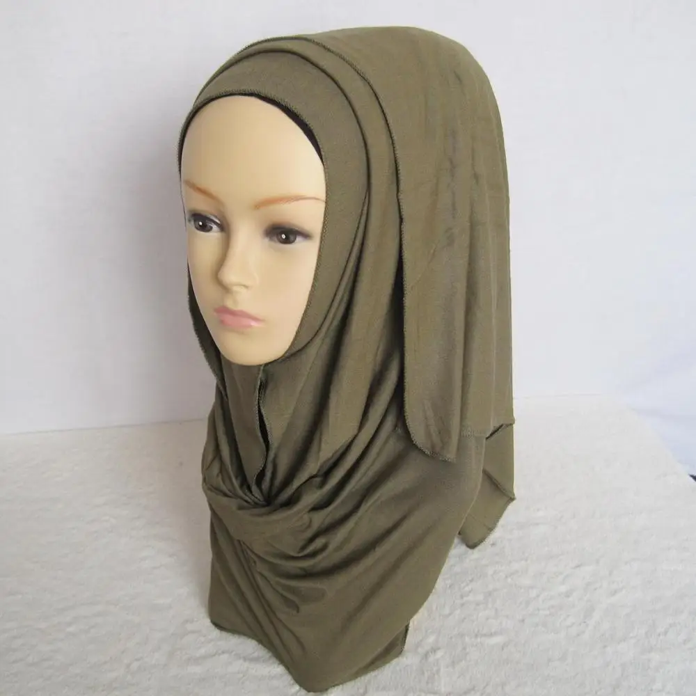 Последний дизайн производитель мусульманский хлопок сплошной равномерный цвет хиджаб из Джерси шарф для головы длинные шарфы - Цвет: color 13