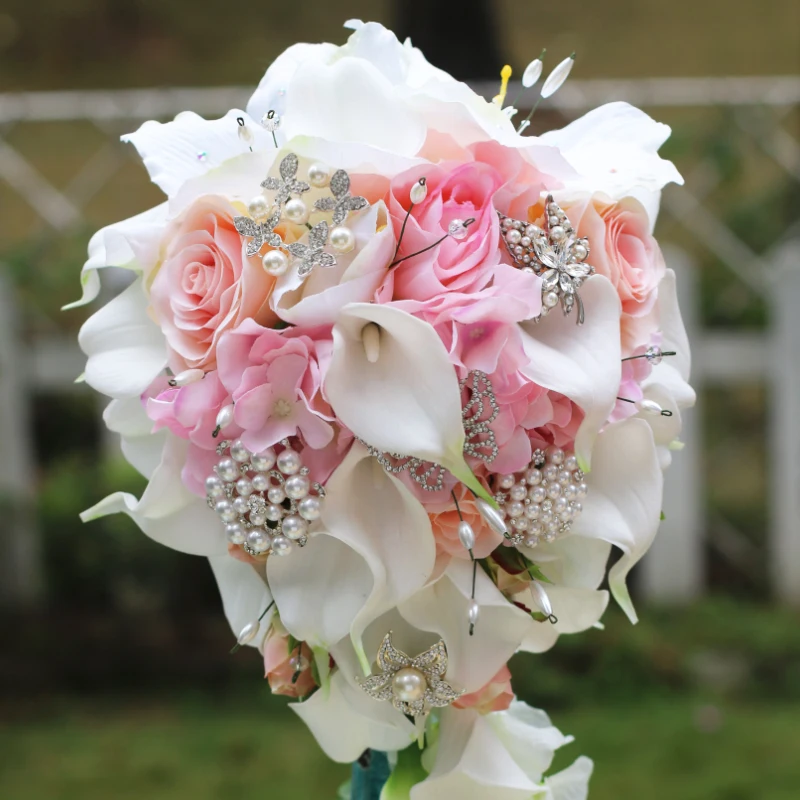 IFFO Bridal Bouquets for Wedding Calla Lilies Simulation Rose Diamonds Pearl Bride Wedding Bouquet Romantic Wedding Party Decoration Confession red IFFO Bridal Bouquets for Wedding Calla Lilies Simulation Rose Diamonds Pearl Bride Wedding Bouquet Romantic Wedding Party Decoration Confession red