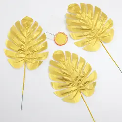 20 шт./компл. Искусственные золотые Пальмовые Листья тропические листья в форме Панциря Черепахи Моделирование Пластиковые поддельные