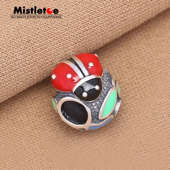 

Authentic 925 Sterling Silver Enamel Ladybug And Flower Charms Bead Fit European Bracelets Jewelry