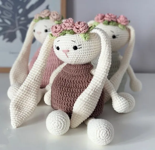 Вязаная крючком игрушка кукла амигуруми милый кролик Номер модели TS041328|Мягкие
