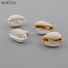 BOROSA 5/10 пар Модная Золотая/Серебряная отделка натуральная раковина Каури серьги гвоздики ювелирные изделия в стиле "Бохо" Seashell ювелирные изделия G1770 S1770