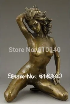 

0000008824 CHINESE OLD BRONZE HANDWORK CARVING NUDE BELLE LOVE ART STATUE