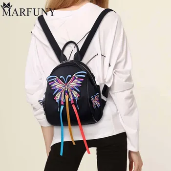 

New Fashion Women's Backpack Girl Large Capacity Shoulder Bags National Embroidery Handmade Butterfly Women Casual Bag Tote Bag