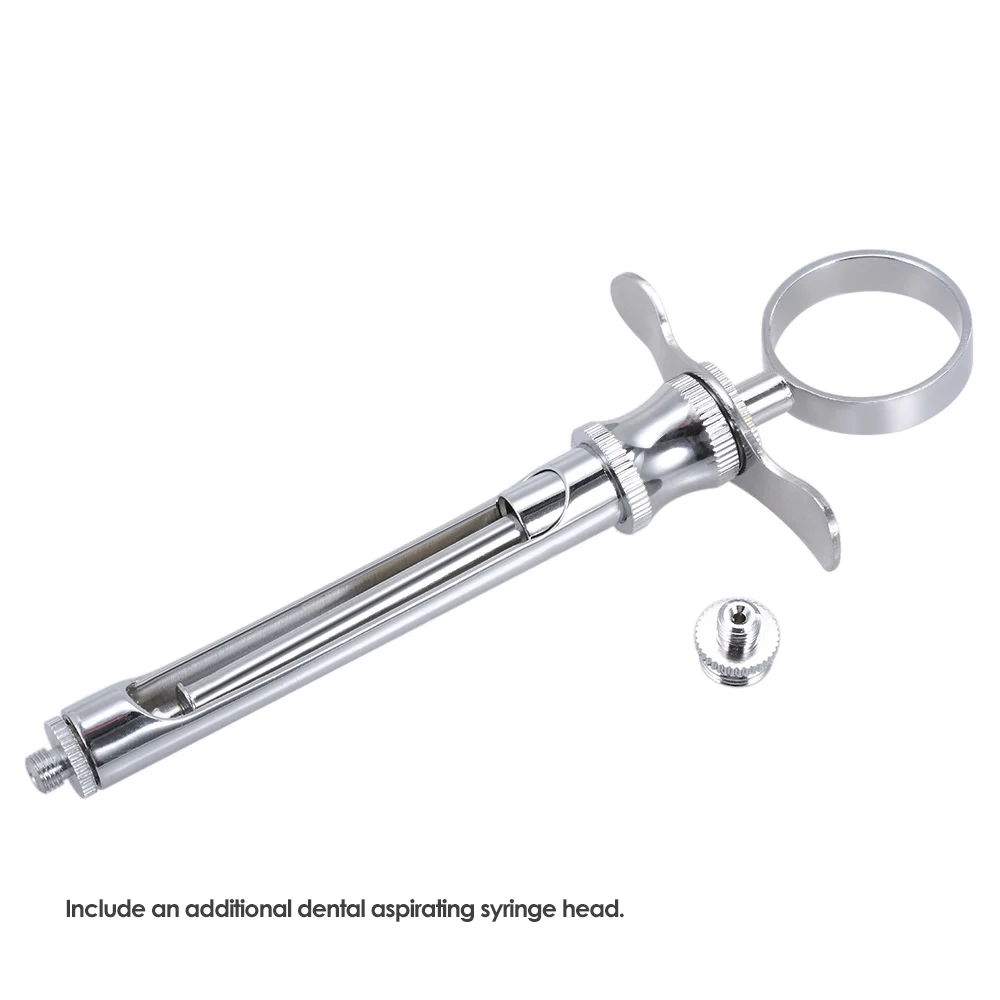 

Teeth Care Stainless Steel 1.8ML Dental Aspirating Syringe Dentistry Surgical Instrument with Head Dental Tool