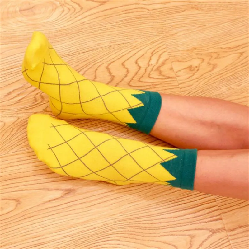 Новые женские носки в стиле Харадзюку хлопковые носки с фруктами новинка арбуз ананас кавайные носки для девушек носки милые забавные женские носки