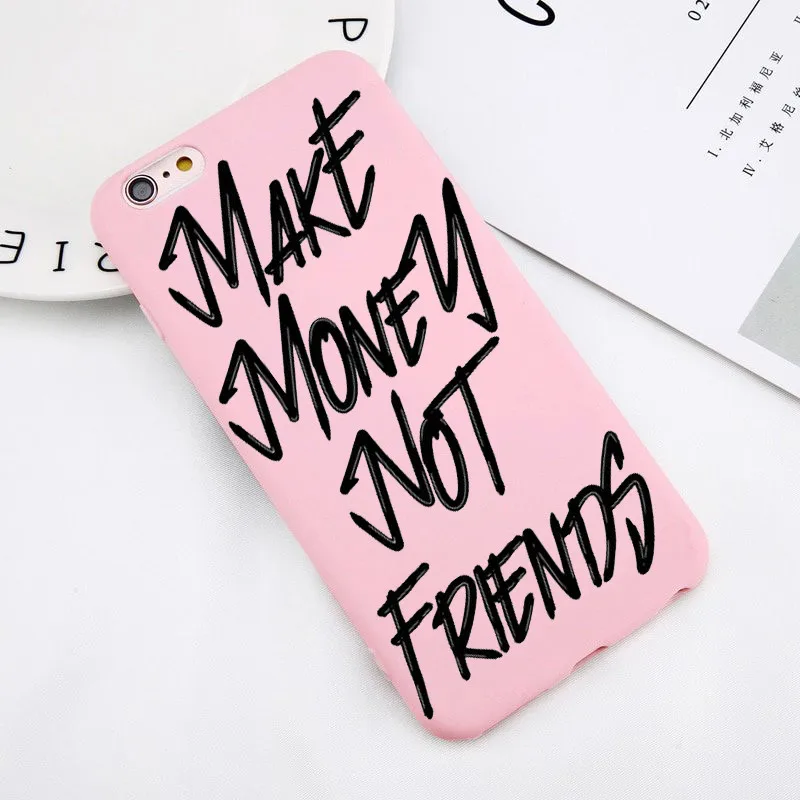 MAKE MONEY Not Friends Kash Black head Girl Fundas чехол для iPhone X XR XS Max 8 7 6s Plus матовый конфетный розовый силиконовый чехол - Цвет: TPU