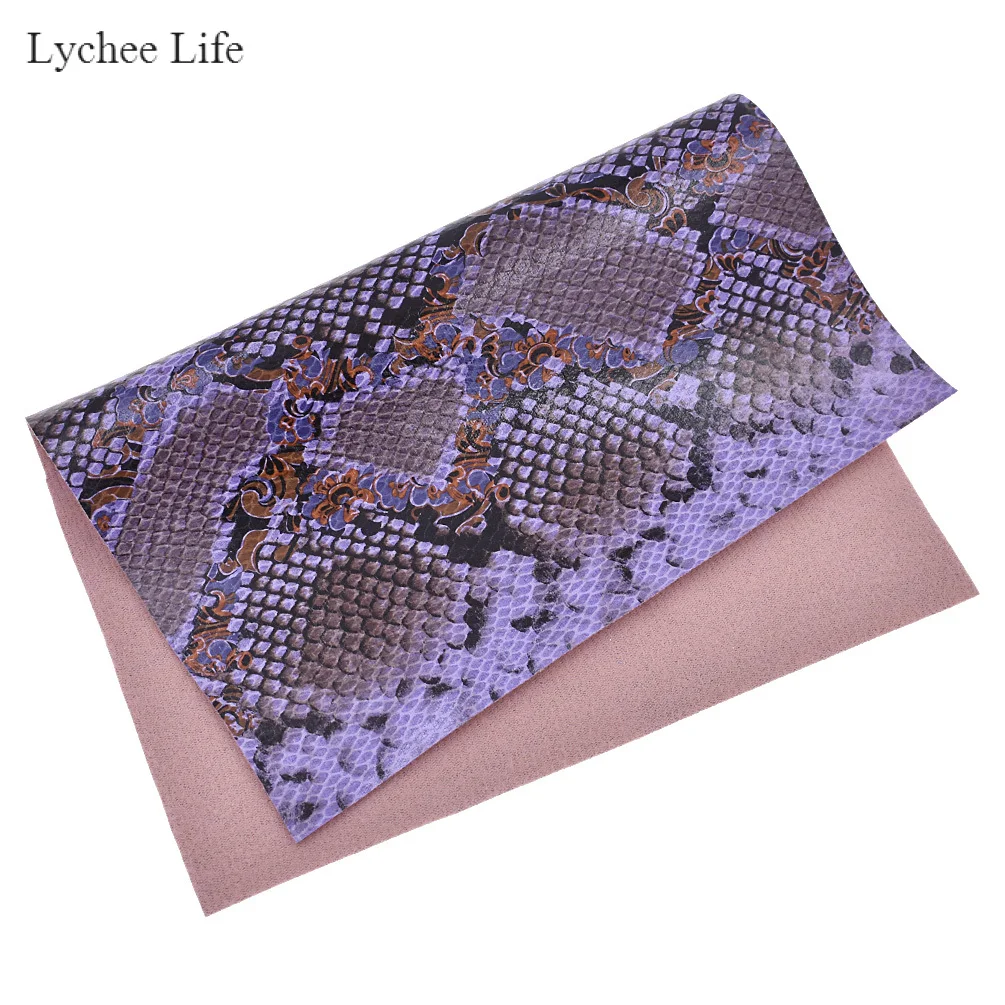 Lychee Life змеиная напечатанная А4 искусственная кожа ткань для рукоделия ручной работы швейная одежда лук-знать мешок украшения аксессуары - Цвет: Violet