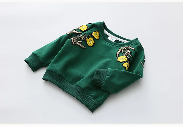 2018 Spring Autumn 2-10 Years Old Children'S Birthday Gift Long Sleeve Green Embroidery Flower Coat Baby Kids Sweatshirt Girl (10)