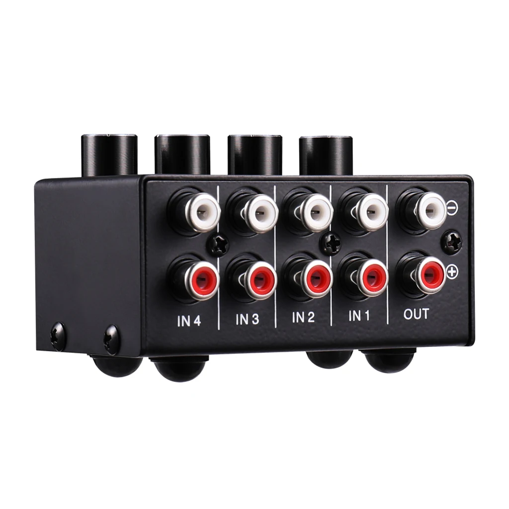 Mini Stereo RCA 4-channel Passive Mixer Lossless Audio for CD Player Tape Player PC 