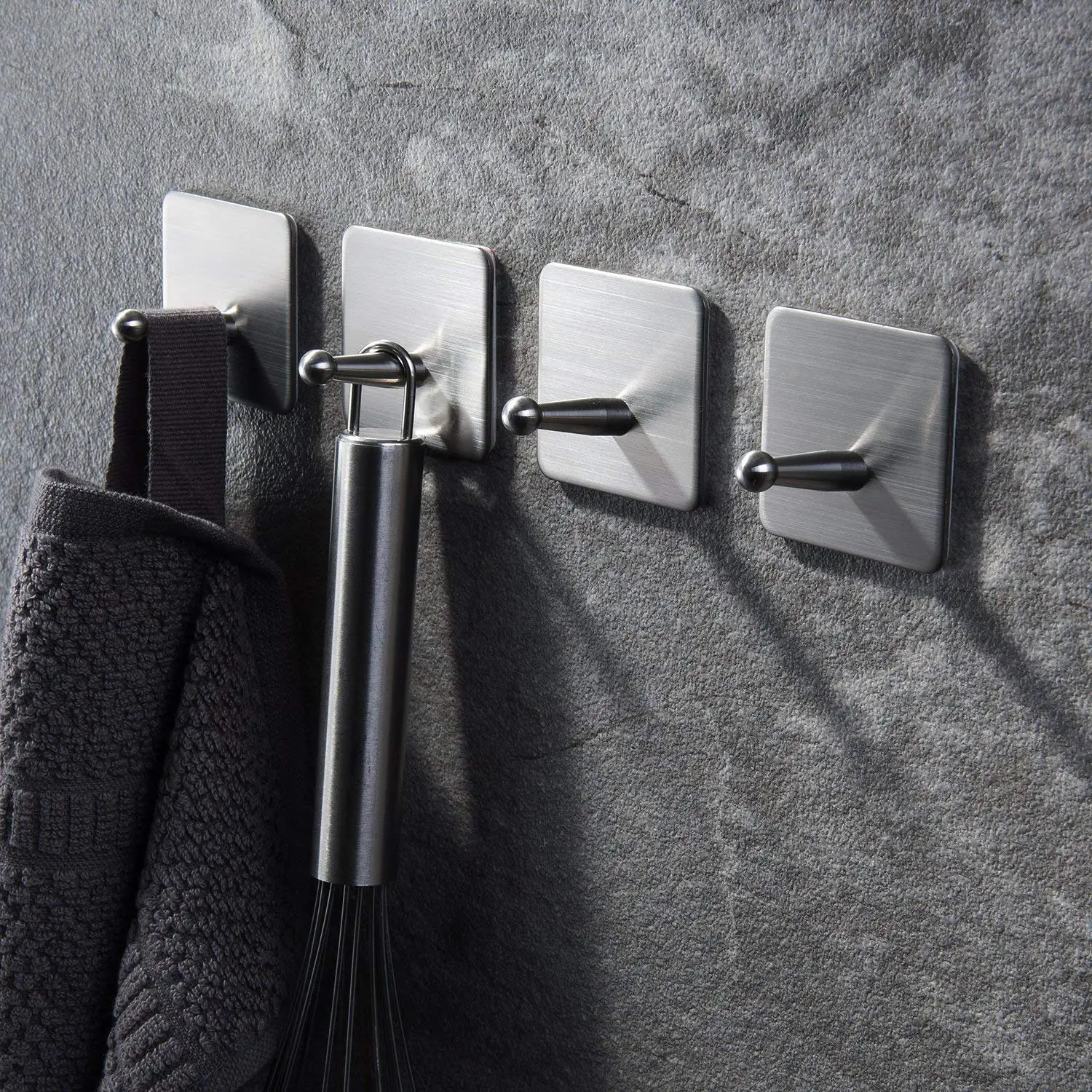 

4 PIECE Adhesive Hook, Self-adhesive Towel Hook Adhesive Hook Without Drilling Kitchen Stainless Steel Brushed