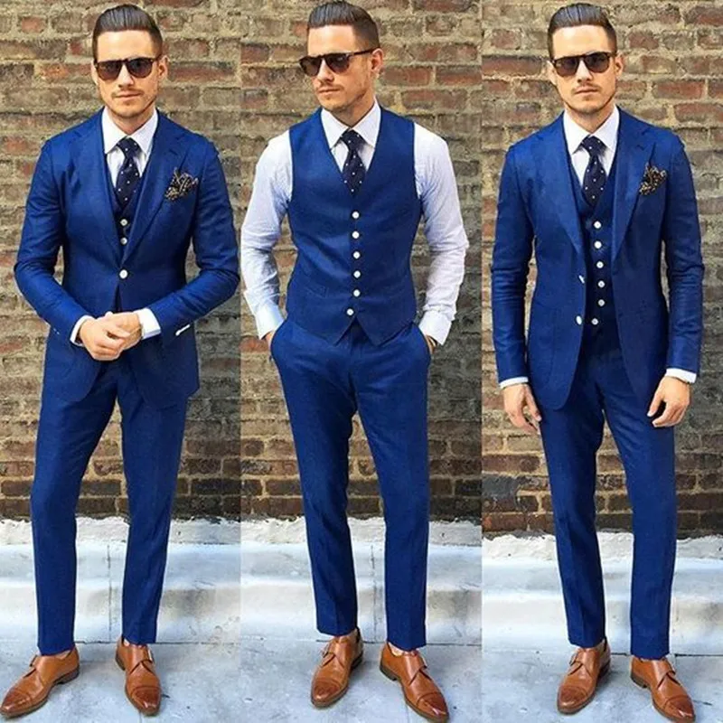 Costume homme Custom Made Bleu Royal Hommes Costume Traje De Hombre