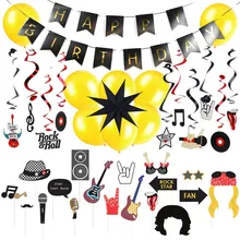 Рок День рождения украшения комплект рок-н-ролл Photo Booth Опора Swirl висящие шары великолепное декоративное украшение рождения музыки вечерние поставки