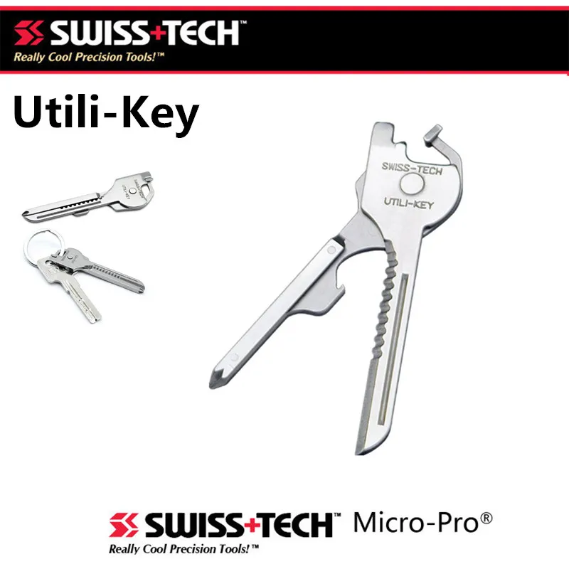 

SWISS TECH 6 In 1 Utili-Key New EDC Stainless Steel Key Ring Chain Pocket Cutter Screwdriver Multi Tools Camping Survival Kit