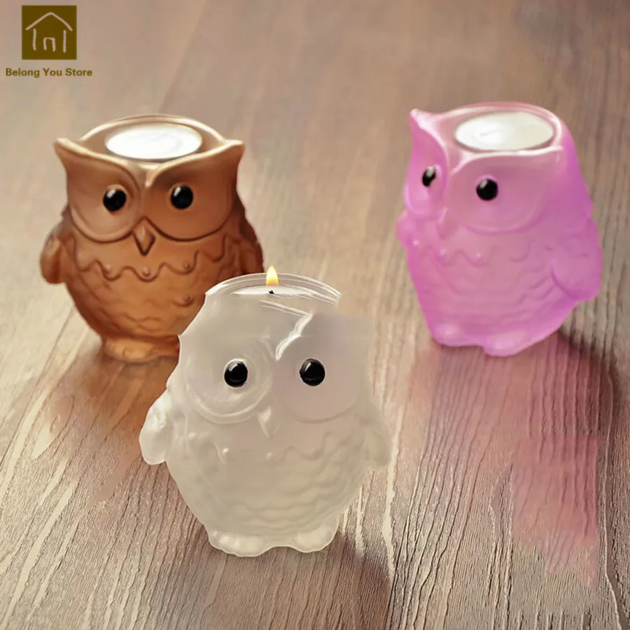 

Glass Decorative Candle Lantern Holder Stands Owl Candle Holder Containers Christmas Decoration European Candlestick JKL152