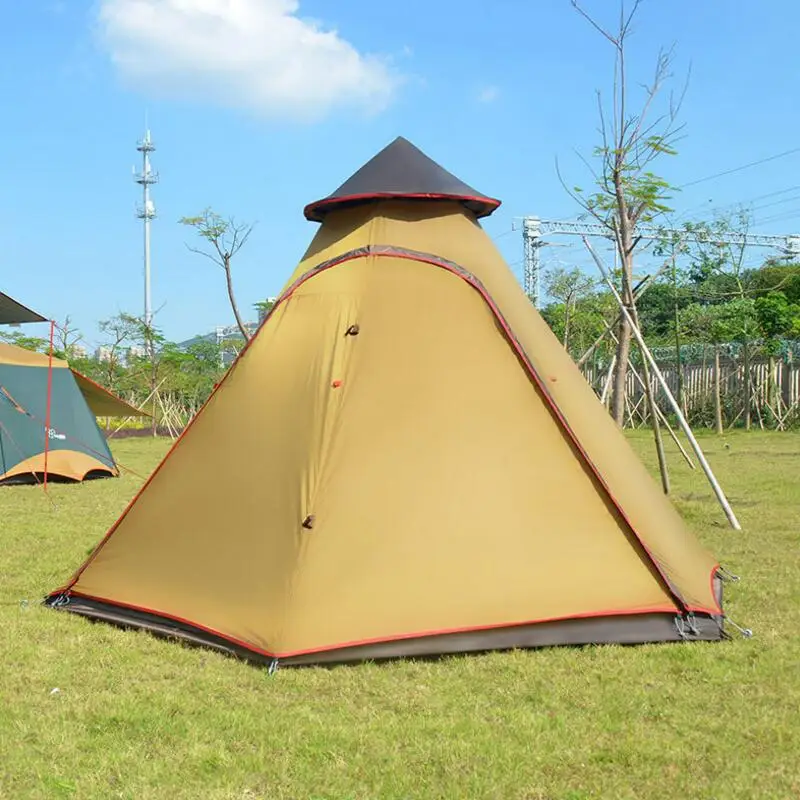 Большая палатка для кемпинга 4, 6 человек, Юрта, двойной слой, с москитной сеткой, для сада, на открытом воздухе, для пикника, вечерние, для рыбалки, Семейные палатки для туризма - Цвет: Коричневый
