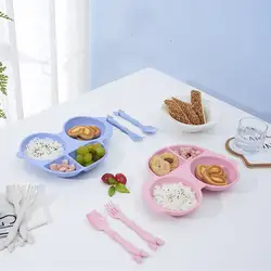 Детская миска + ложка + вилка питание посуда мультфильм Панда детские блюда детское питание столовая посуда набор анти-горячий