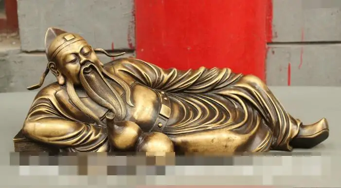 

S3731 18" Famous Poet Chinese Pure Bronze LiBai Li Po Drunken Gourd Statue Sculpture