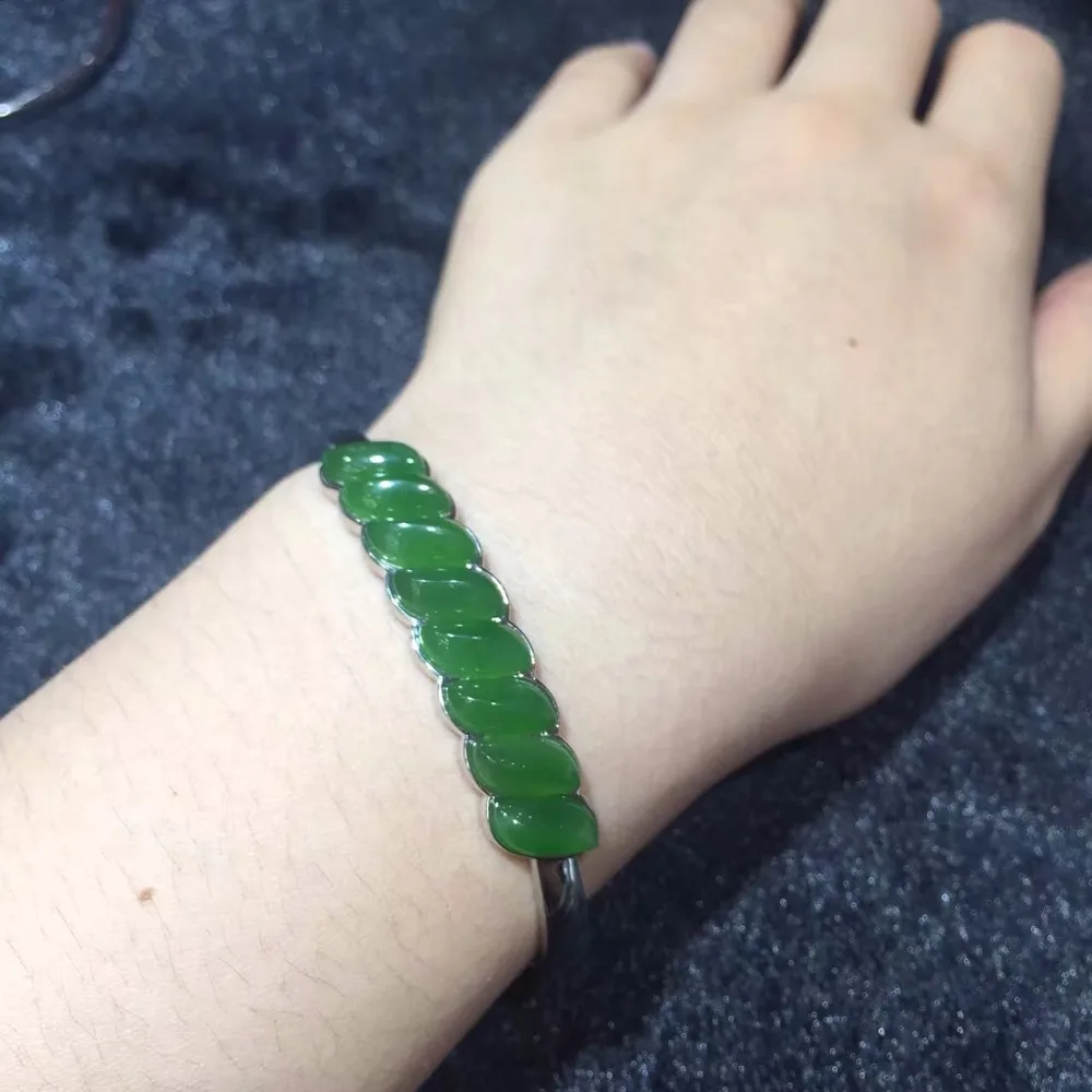 

Natural and nebula jade jade bracelet, 8 jasper willow leaf bracelet, circle mouth for the mouth1393#