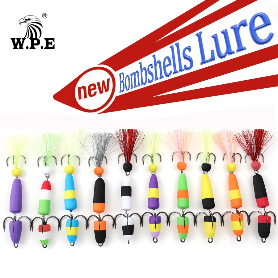 W.P.E العلامة التجارية MANDULA حجم L 1 قطعة الصيد إغراء طعم عائم متعدد الألوان باس إغراء الحشرات الطعم لينة الصيد إغراء Pesca الصيد المتذبذب