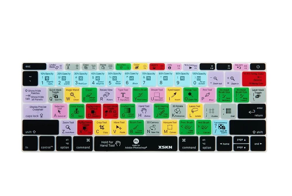 For Macbook 12 inch keyboard skin, for Photoshop Design PS Functional Silicone Keyboard Cover for Macbook 12 inch, US Layout
