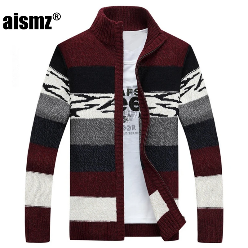 Aismz мужские вязаные свитера, кардиганы с воротником, зимний шерстяной свитер, модные кардиганы, мужские свитера, пальто, брендовая мужская одежда