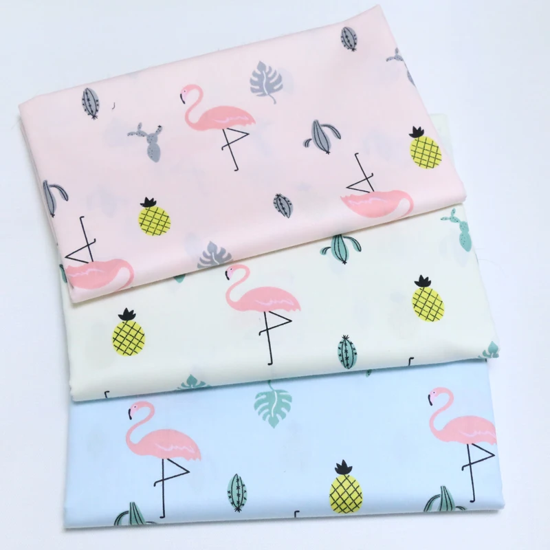 Фирменная Новинка, 3 цвета, 50x160 см, милая хлопковая ткань с принтом ананаса и фламинго для DIY, постельное белье с вышивкой, стеганая одежда