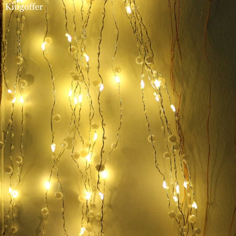 

DC12V Romantic LED Pearl Fairy String Lights 2M 400Leds Copper Wire Starry Lighting For Xmas Bedroom Wedding Christmas New year