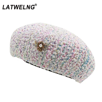 

fashion bee decoration Berets for Women ladies white French Caps colorful Tweed Mixed Fibers Beret wholesale dropshipping