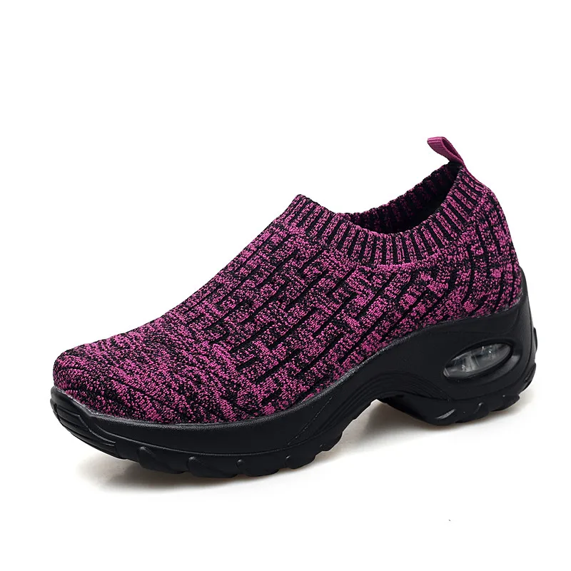 PINSEN/ осенние кроссовки; женская повседневная обувь из дышащего сетчатого материала; женская обувь без шнуровки на плоской подошве; обувь на платформе; tenis feminino; криперы - Цвет: 1872 Purple