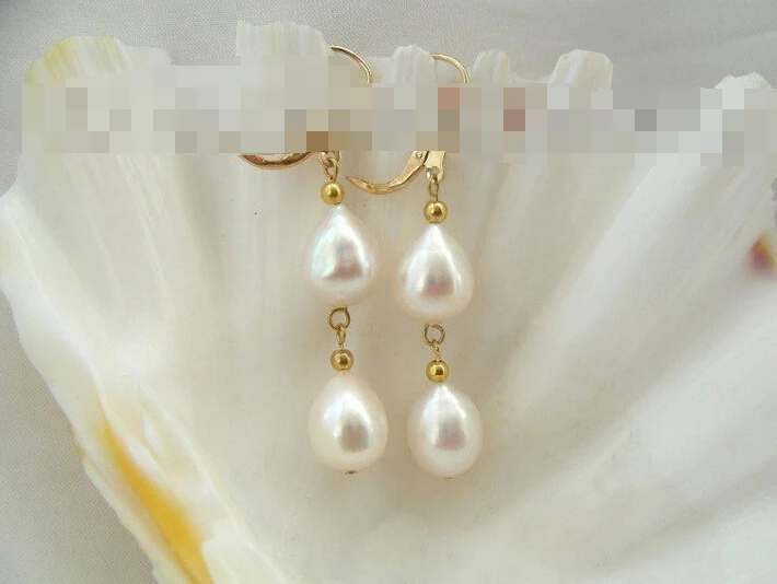

hot sell new - 1615 baroque white freshwater pearls dangle drip earrings