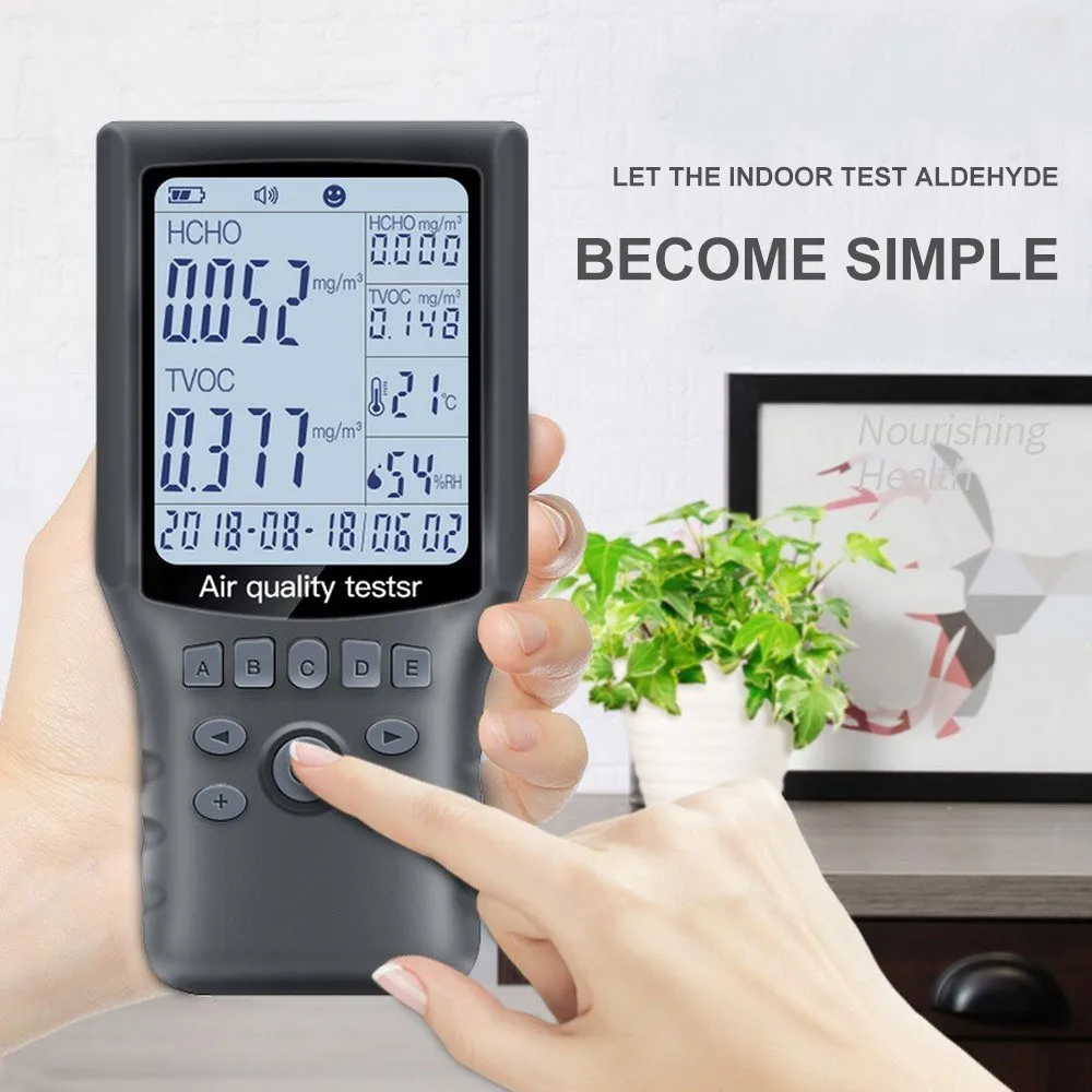 

Upgraded HCHO TVOC Time Display Temperature Humidity Meter Air Quality Detector Formaldehyde Tester Gas Monitor Gas Analyzer
