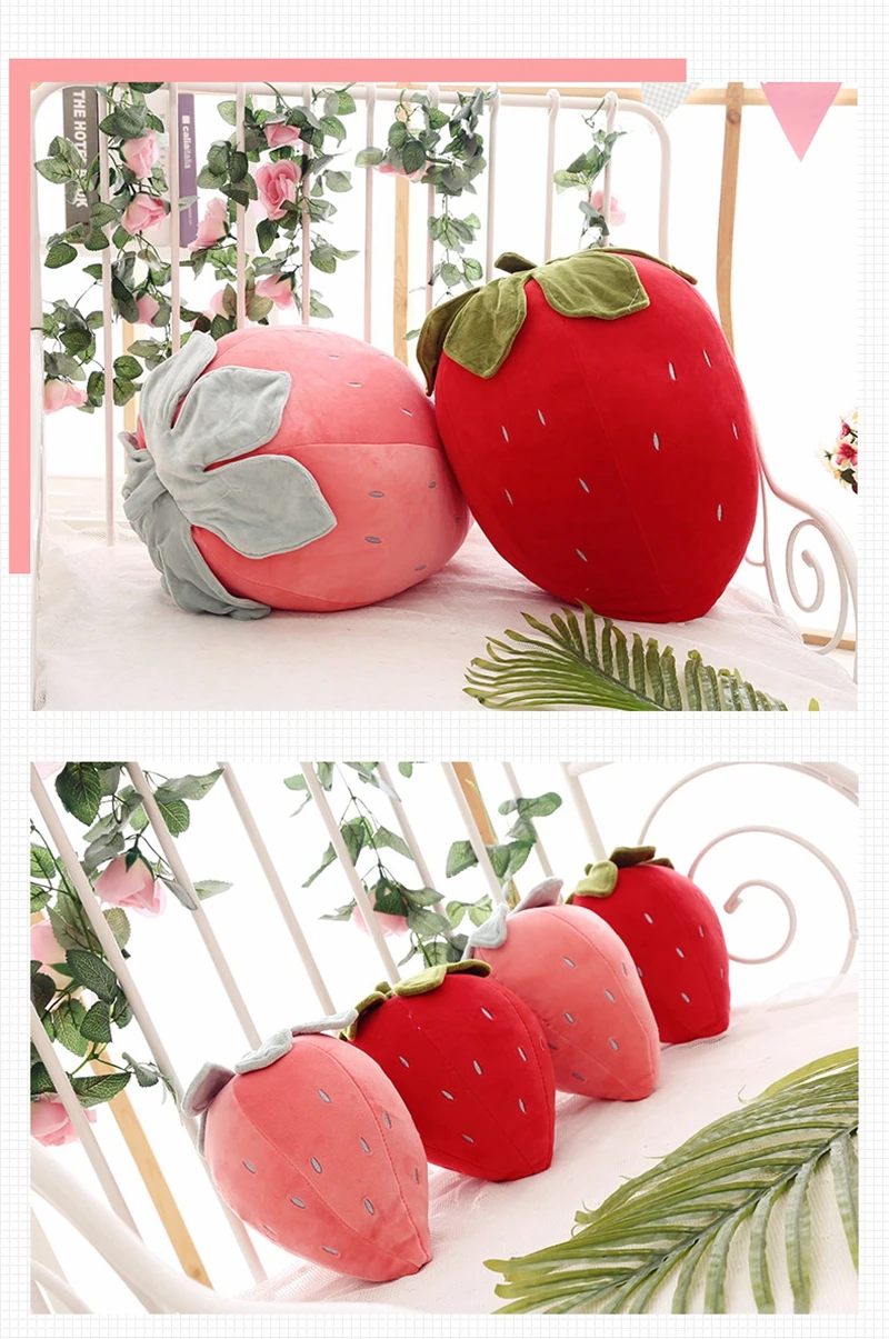 Dorimytrader red strawberry pillow cute plush toy large fruit doll kawaii sleeping pillow girl birthday gift 20inch 50cm DY50572 (2)