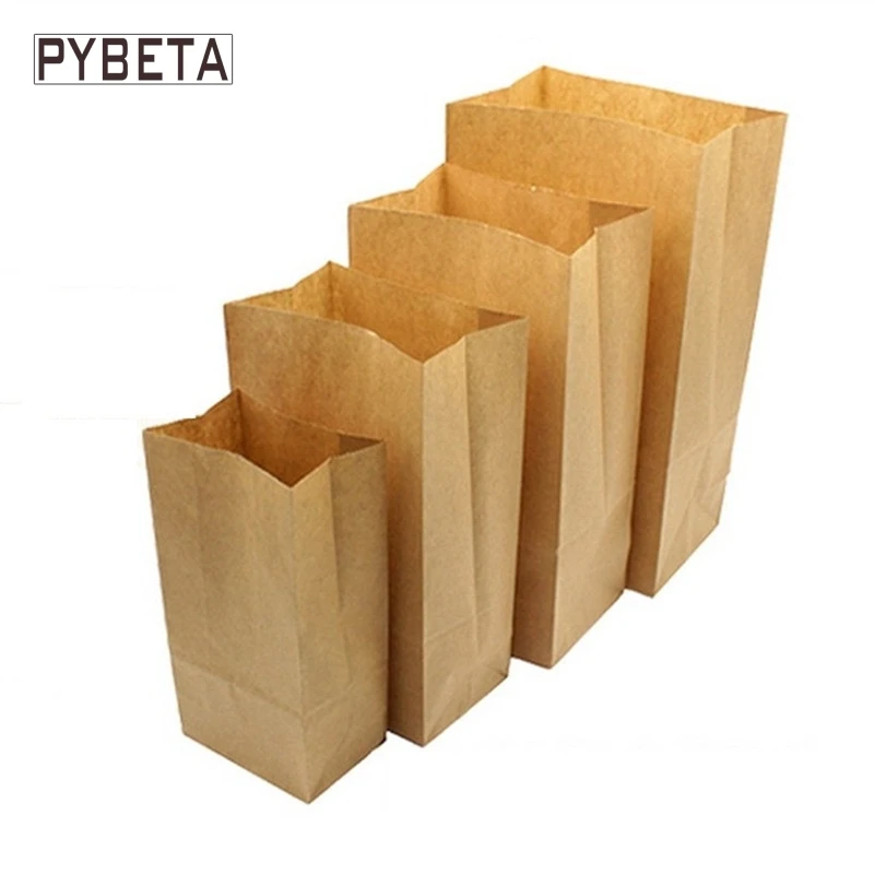 Sacs en papier Kraft vierge disponibles en 7 tailles, 100 pièces/lot