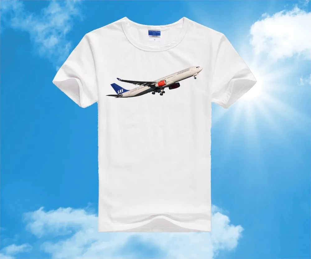 SAS скандинавских авиалиний Аэробус A330 футболка Размеры S M L XL XXL2018 новые летние