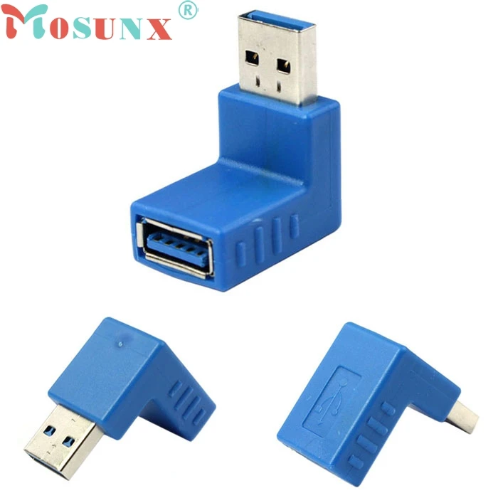 

ECOSIN USB 3.0 Type A Male to Female Plug Right Angle Connector Adapter Coupler JAN31