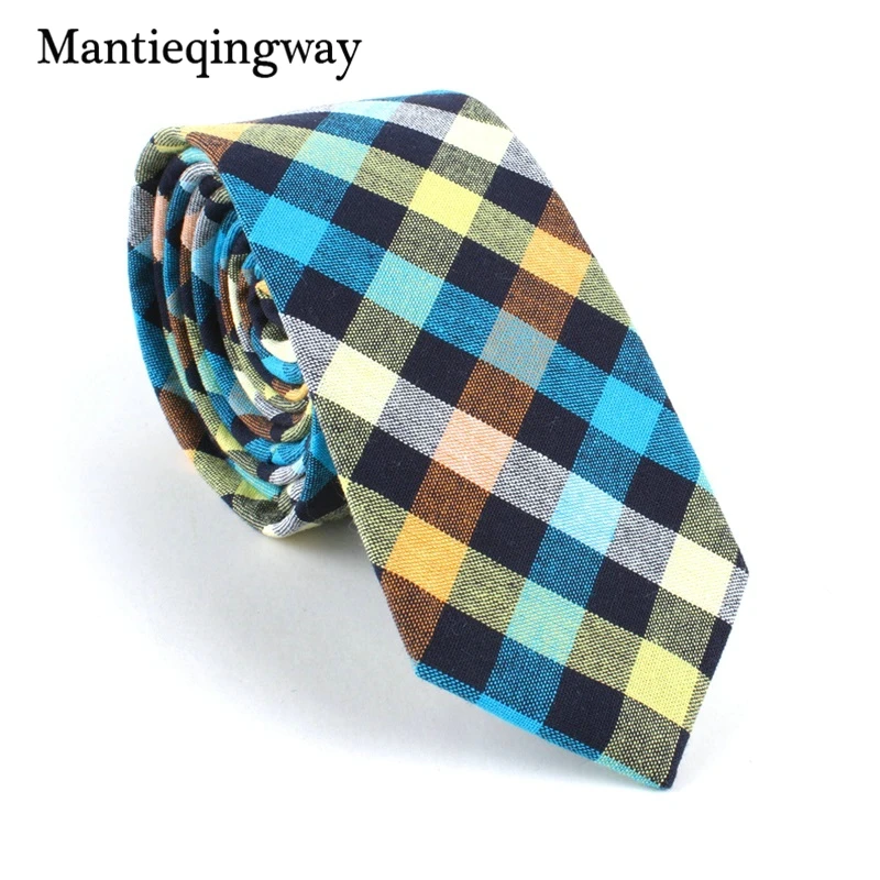 Mantieqingway 6 см Тощий Плед Галстуки для мужчин хлопок Галстуки Свадебный костюм красочные решетки галстук бренд Gravatas узкий галстук