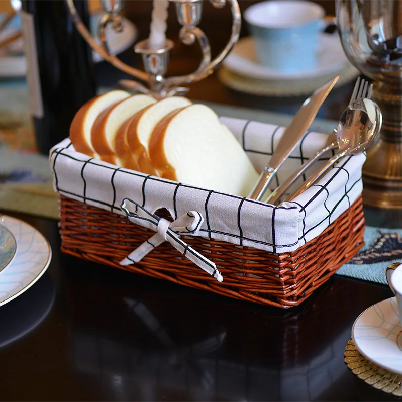 1PC handmade Bow Cosmetic Storage Box Willow Linen Desktop Basket Makeup Cloth Jewelry Food Toys Organizer Sundries Container