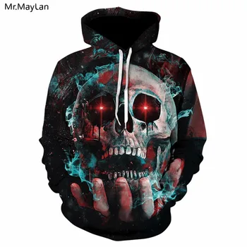 

2019 Hot New Design Skull Print Men/Women Hoodies Funny 3D Sweatshirts Spring Autumn Pullover Hooded Tracksuits Fashion Hoodie