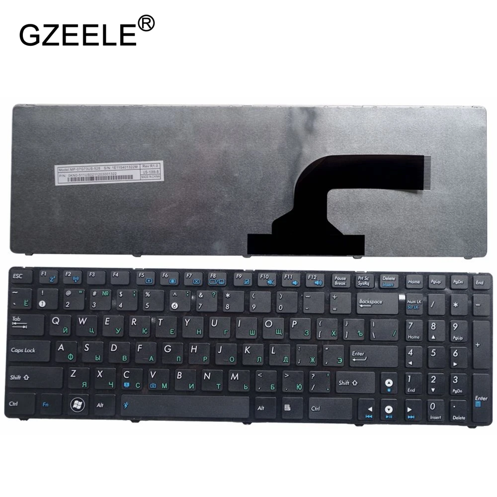 GZEELE для ASUS G53S G73S K53SD K53SF K54HR K54HY K54S N71Ja N71Jq N71Jv N71V N71Vn Русская клавиатура RU версия черный