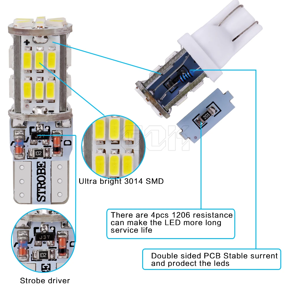 2 шт./лот T10 led Стробоскоп высокое качество стробоскоп вспышка w5w 30smd t10 30led 3014 smd Автомобильный светодиодный светильник автомобильный Стайлинг лампы