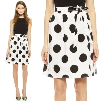 

Customize Summer Women Fashion Plus Size 3XS-10XL Polka Dot Print Short Knee Length A Line Chiffon Skirt Ladies Casual Skirts