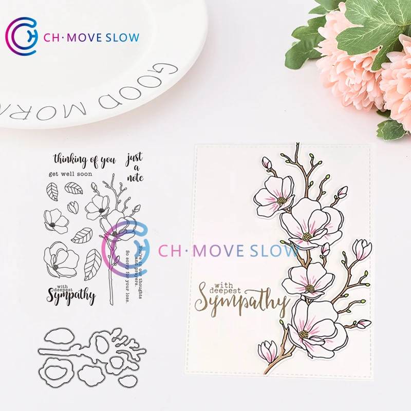 

CH Magnolia Sympathy Metal Cutting Dies and stamps DIY Scrapbooking Card Stencil Paper Handmade Album Wedding Decor