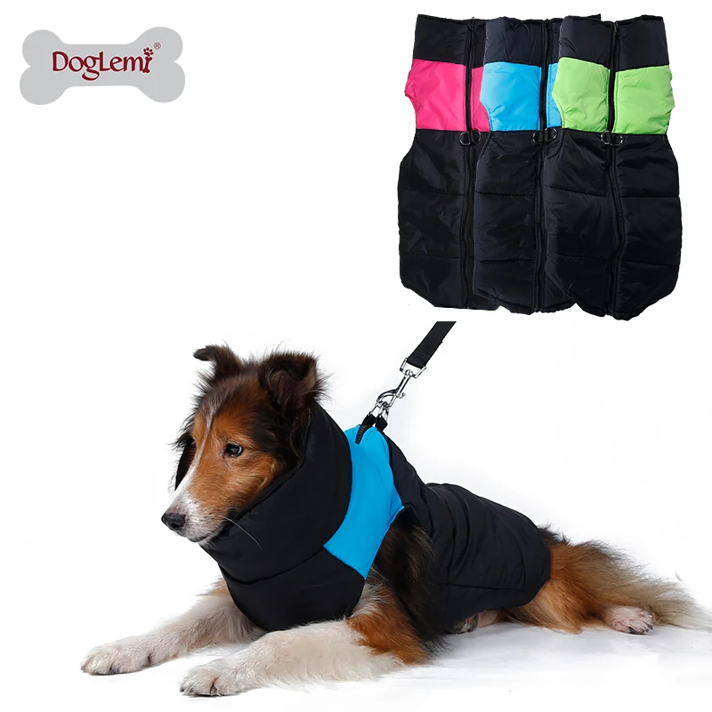 DogLemi Waterproof Nylon Dog Clothes Large Dog Cozy zip up Dog Jacket