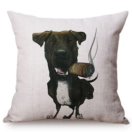 Pet Dog Animals Funny Style Cushion Cover Dachshund Schnauzer Dog Children Like Cotton Linen Sofa Decorative Throw Pillow Case M110-2