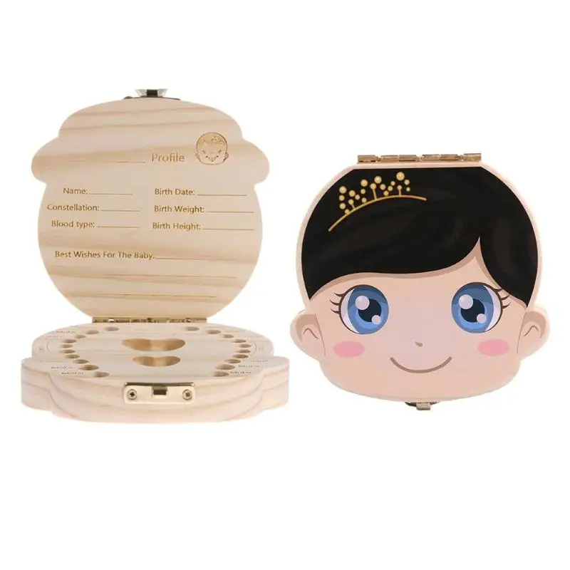 

Baby Girl Shape Wooden Deciduous Teeth Souvenir Box Tooth Save Boxes Baby Child Tooth Holder Organizer