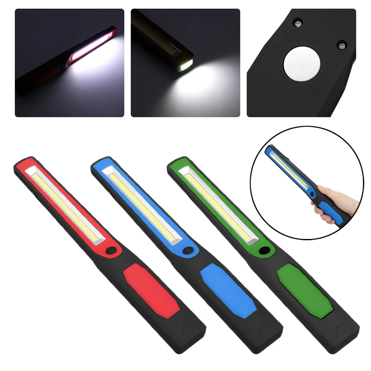

3W COB LED Mini Multifunction Work Light Inspection Pen Light Lamp Handy Flashlight USB Rechargeable Torch Used 4* AA Battery